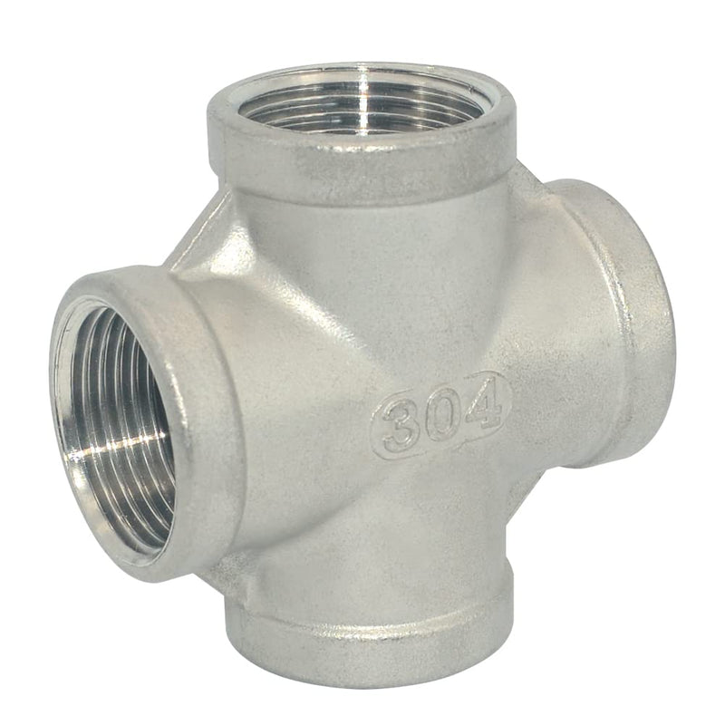 1" NPT Female Thread 4 Way Coupling,Cross,Stainless Steel 304 Cast Pipe Fitting 1 Inch