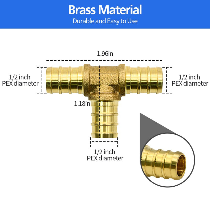 30/45/90pcs 1/2" PEX Fittings, Elbow TEE Straight Couplings Set, PEX Brass Crimp Fitting Combo with Tees, Elbows, Straights (1/2", 30pcs) 1/2"-30pcs