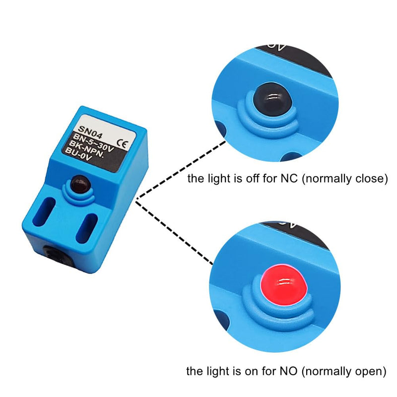 Inductive Proximity Sensor Normally Close SN04-P2 PNP NC Detection Approach Switch with SN Bracket (Blue, 2 Pack)