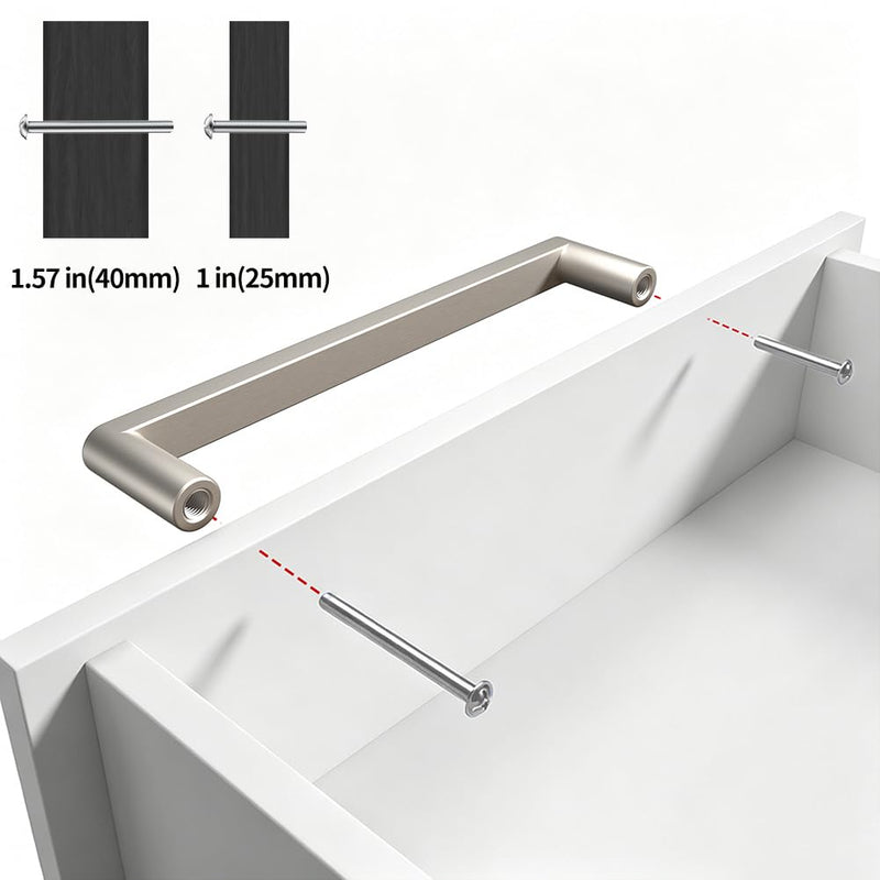 5 Pack 160mm(6.3 Inch) Edge Brush Nickel Hidden Drawer Door Cabinet Handle Aluminum Alloy Finger Bar Pull Concealed Furniture Hardware Back Mount Dresser Handles for Kitchen Bathroom Brushed Nickel 160