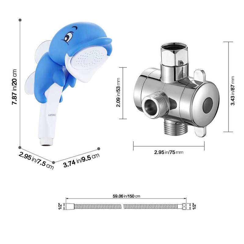 KAIYING Children's Handheld Shower Head,Cartoon Water Flow Spray Shower Head Baby Kids Toddler Bath Accessories (O:Showerhead(Dollie)+Hose+Diverter) Dollie