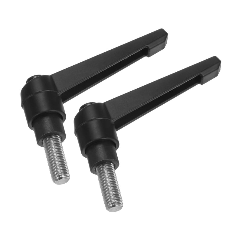 uxcell 2pcs Clamping Lever Handles, M8 x 15mm 304 Stainless Steel Threaded Male Stud, Adjustable Handles Locking Quick Release Ratchet Push Button Bolt Knobs, Black