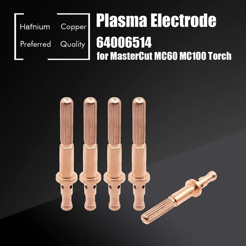 10Pcs Plasma Electrode 64006514 & Tip 64006510 60A For Radnor For MasterCut MC60 MC100 Torch Replacement Parts,Cutting Nozzle