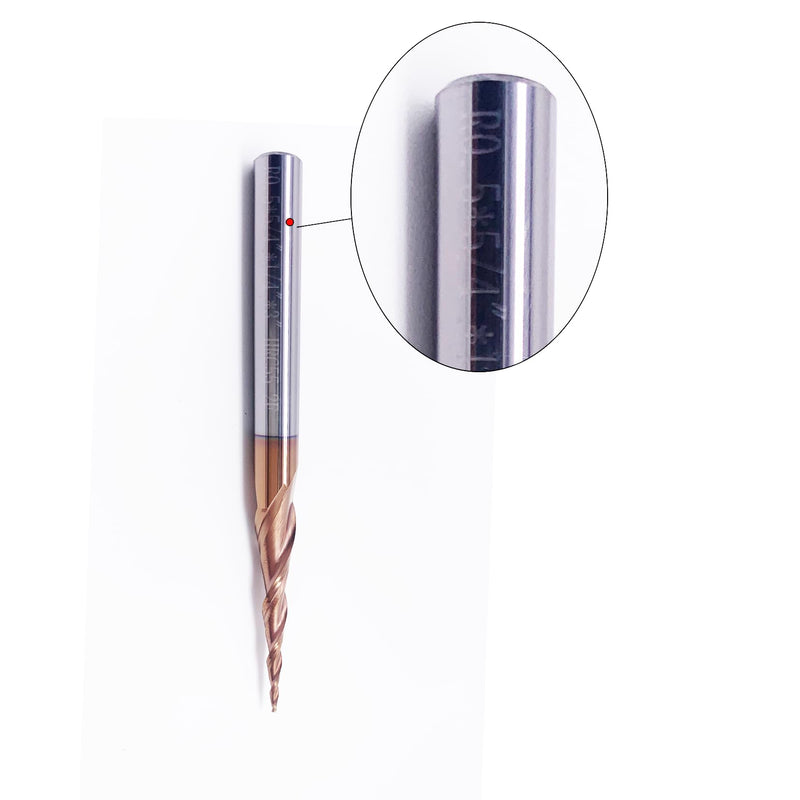 2Pcs Tapered Ball Nose End Mill - 1/4" Shank, 3" Overall Length, 0.5mm Tip Radius (R0.5), 4.82° Per Side Angle - Precision CNC Tool for Hard Metals, Wood & Plastic (Professional & DIY Use) R=0.5mm 2