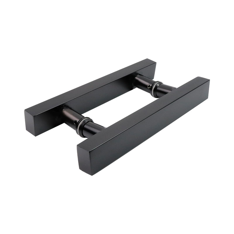 T Tulead Double Sided Push Pull Handles Sliding Door Hardware Barn Door Glass Door Handles Black 7-Inch Hole Centers