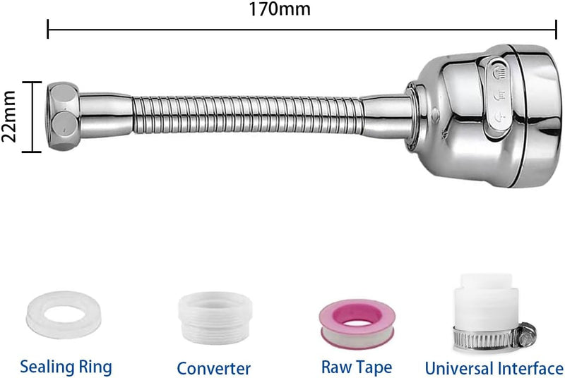 Pinkiou Faucet Sprayer Attachment, Kitchen Sink Faucet Aerator Sink Faucet Sprayer Attachment, 360° Rotatable Anti-Splash Tap Aerator Faucet Nozzle with 2 Modes Adjustment