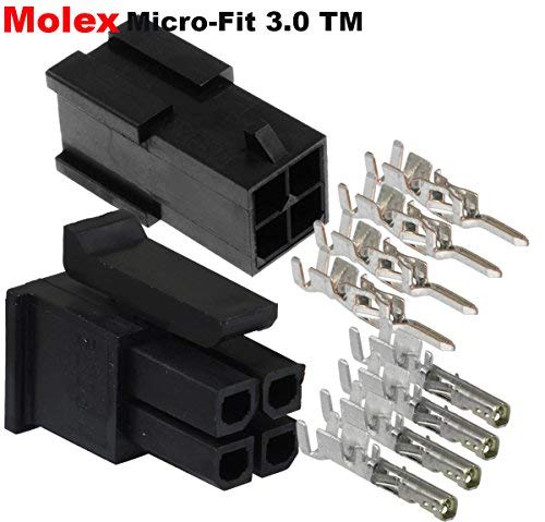 Molex Micro-Fit 3.0 dual row (4 Circuits) Male & Female receptacle plug, w/Terminal sockets, (Pack of 5 Set)