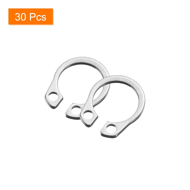 uxcell 30 Pcs External Retaining Rings, 11mm 304 Stainless Steel External Circlip Snap Rings Round Wire Snap Rings for Valves Electrical Appliances, Silver
