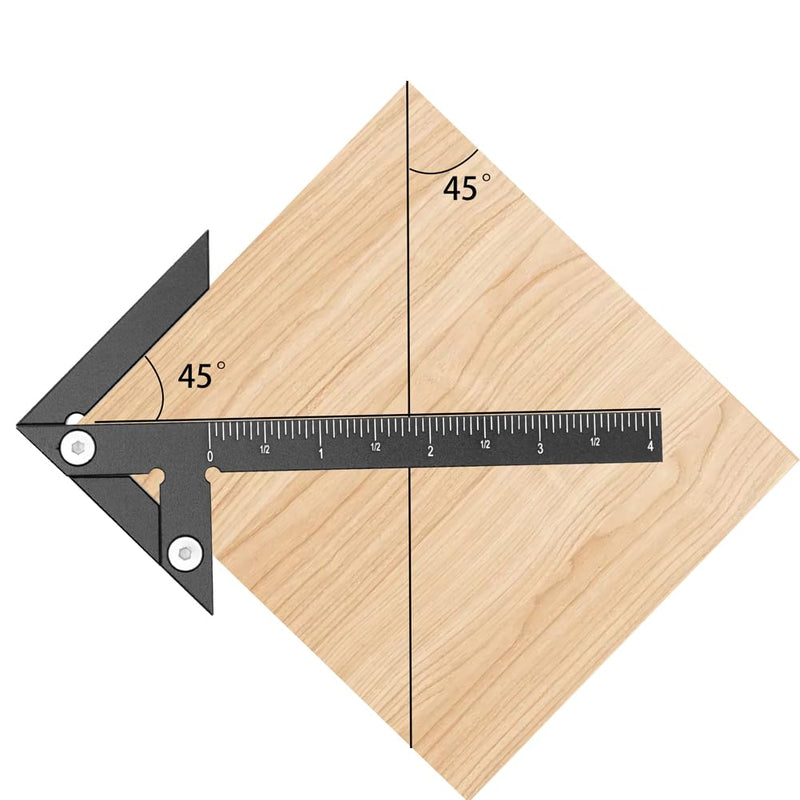 Aluminum Imperial Circle Center Positioning, 45/90 Degree Positioning Ruler, Right Angle Positioning, Centerline Positioning, Multi-Function Arrow Ruler, High-Precision Measuring Ruler,044BK Black(Imperial) - NewNest Australia
