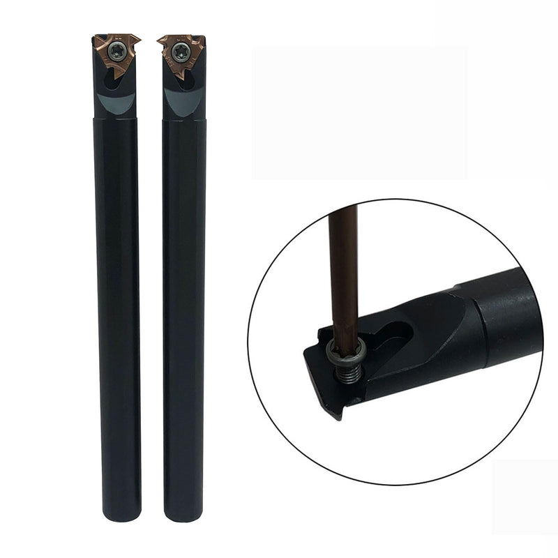Lather Threading Tool Bit Set External Internal Threading Boring Bars Turning Tool Holders with 11IR AG60 16ER 16IR AG60 Carbide Threading Inserts (2pcs Boring Bars + 16ER IR AG60) 2pcs boring bars + 16ER IR AG60