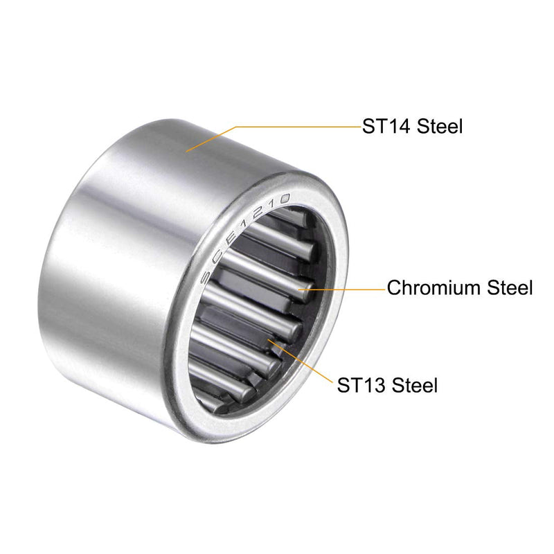 uxcell SCE1210 Needle Roller Bearings, Drawn Cup Open End, 3/4-inch Bore 1-inch OD 5/8-inch Width 12800N Static Load 17500N Dynamic Load 2pcs 3/4x1x5/8"