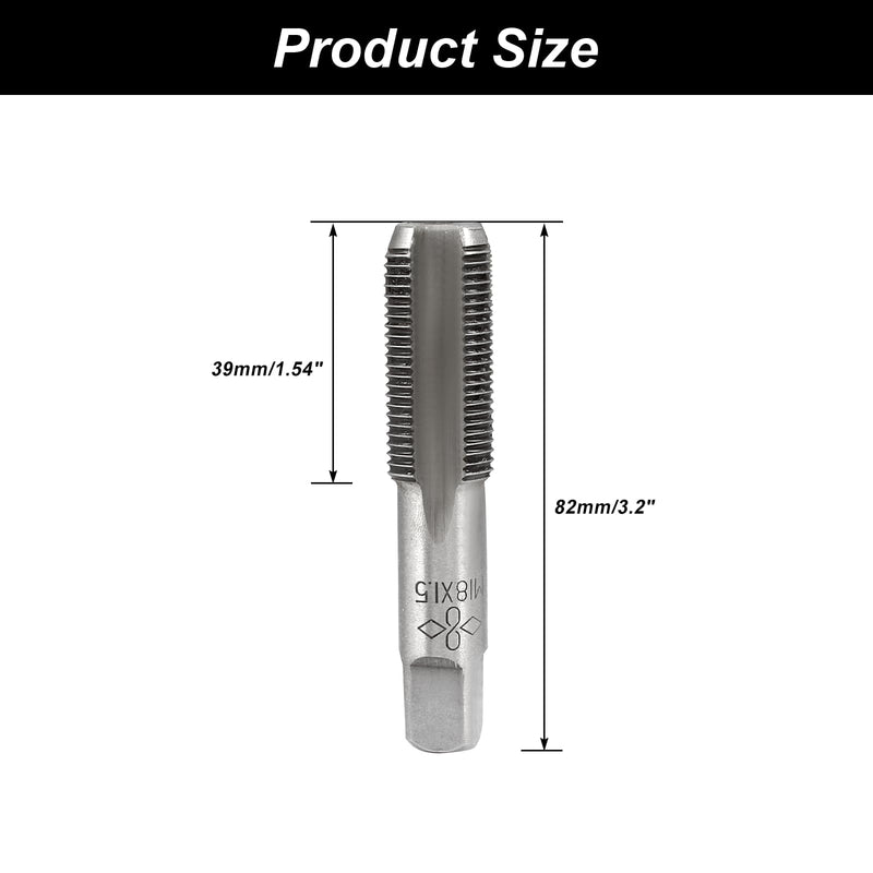2 Pcs Metric Machine Tap M18 x 1.5mm, HSS Machine Right Hand Thread Tap for Machinist Repair DIY