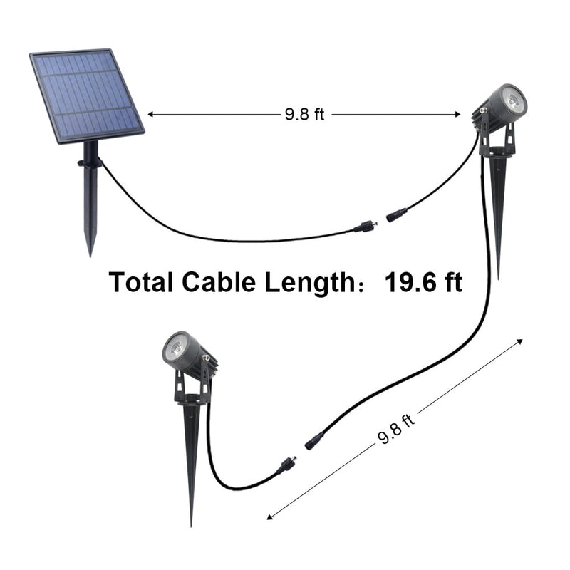 APONUO Metal Solar Spot Lights Outdoor with 9.8ft Cable Solar Powered Landscape Lighting Low Voltage IP65 Waterproof Auto On/Off for Outside Garden Yard Landscape Pathway Garage-Warm White(2-in-1) Warm White 2-IN-1