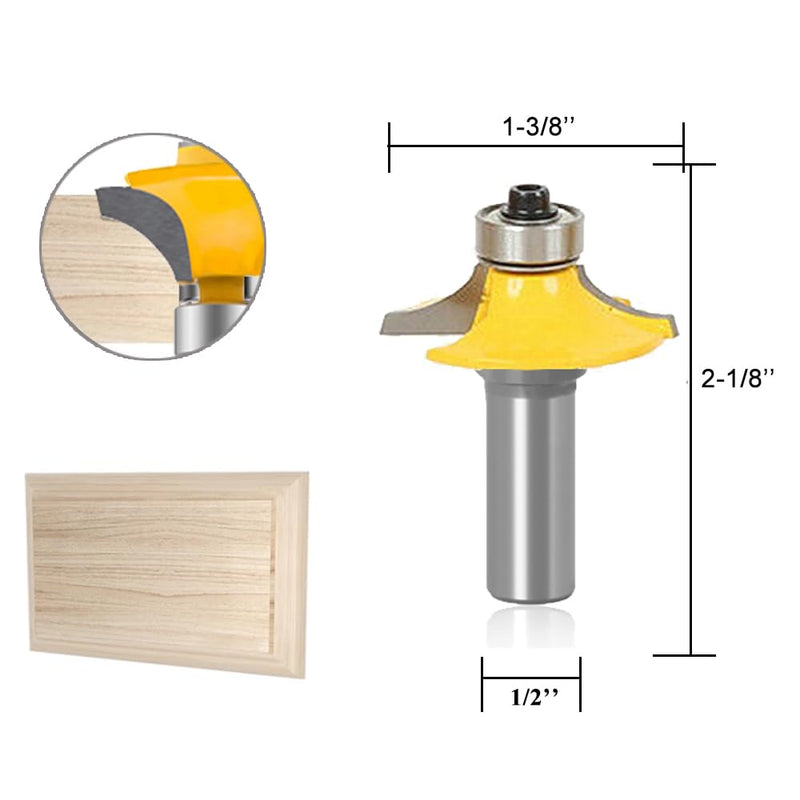 TAIWAIN 1/2 Inch Shank Router Bit Set Picture Frame Molding Woodworking Tool 4PCS, Architectural Drawer Cabinet Door Milling Router Bits Sets, Wood Miter Carbide CNC Cutter(ROUND1) ROUND1