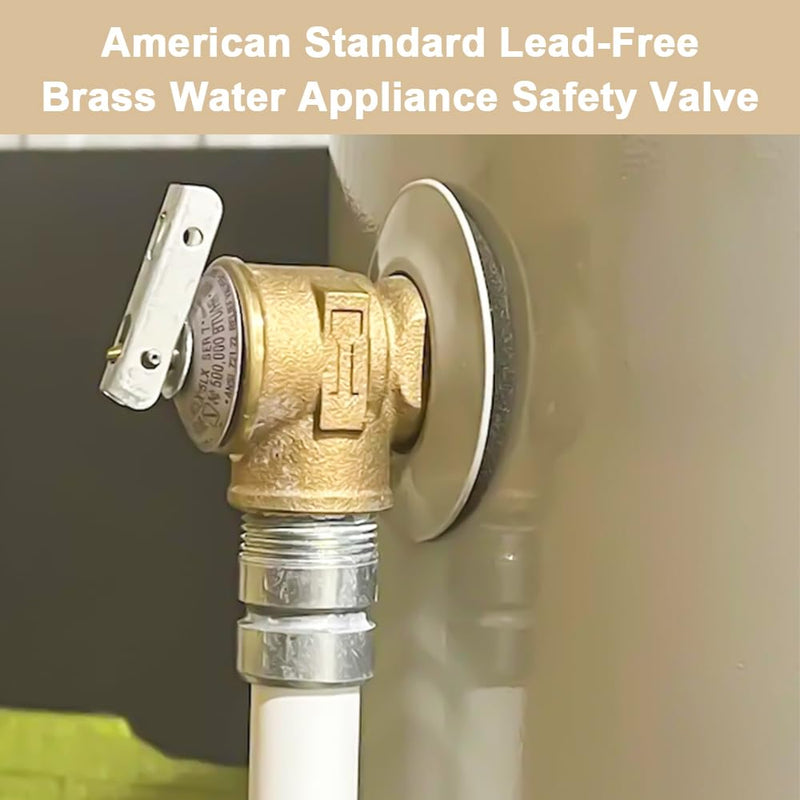 150PSI Temperature and Pressure Relief Valve 3/4" NPT Threaded, Push to Connect Brass Plumbing Fittings, Copper