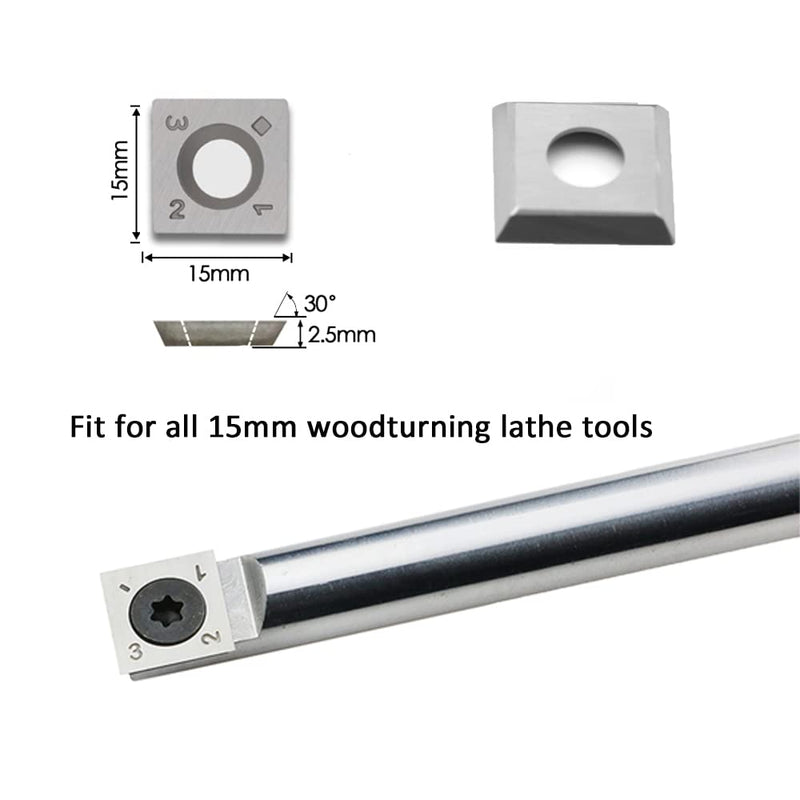 15mm Square Straight Carbide Inserts for Woodturning, 15×15×2.5mm Replacement Cutter Knives for Woodworking Fits Spiral, Helical Planer Cutter, Head Wood, Lathe, Turning Tools, Ci1, 10pcs 10