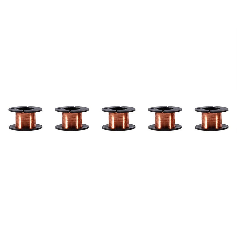 Maxmartt 0.1mm Copper Wire, 5Pcs Enameled Wire Roll, Winding Magnet Copper Solder Wire Length 15m
