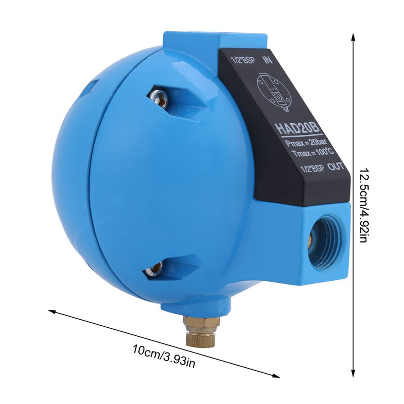 1/2BSP Round Drain Valve, Automatic Drain HAD20B 400L/H 20Bar Automatic Condensate Mechanical Drain Valve Compressed Air Drain Mechanical Automatic Drainer