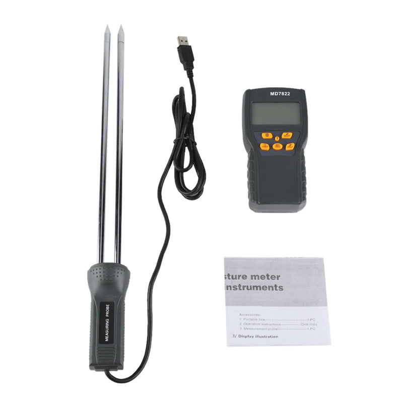 Grain Meter, Digital LCD Display Digital Handheld Humidity Analyzer Humidity Tester for Wheat Corn Paddy