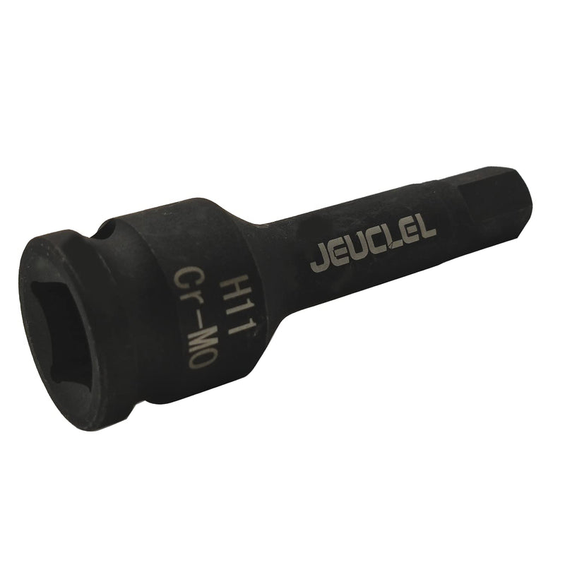 11mm Hex Impact Bit Socket, H11 1/2-Inch Impact Drive Allen Socket, Cr-Mo Steel Lengthen Hex Screwdriver Socket Adapter H11 11MM