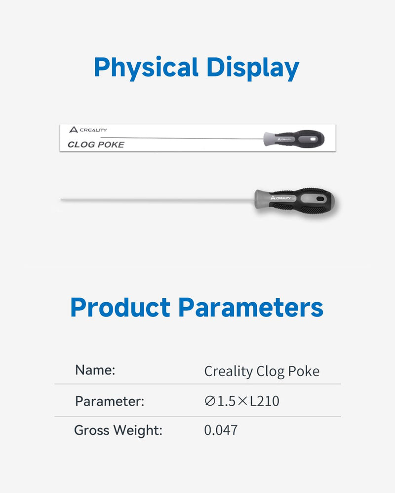 Creality Official Clog Poke, 0.4mm Needles Cleaner Perfect for Any 1.75mm 3D Printer Nozzle Cleaning Kit Stainless Steel with Soft Rubber Handle Creality Clog Poke