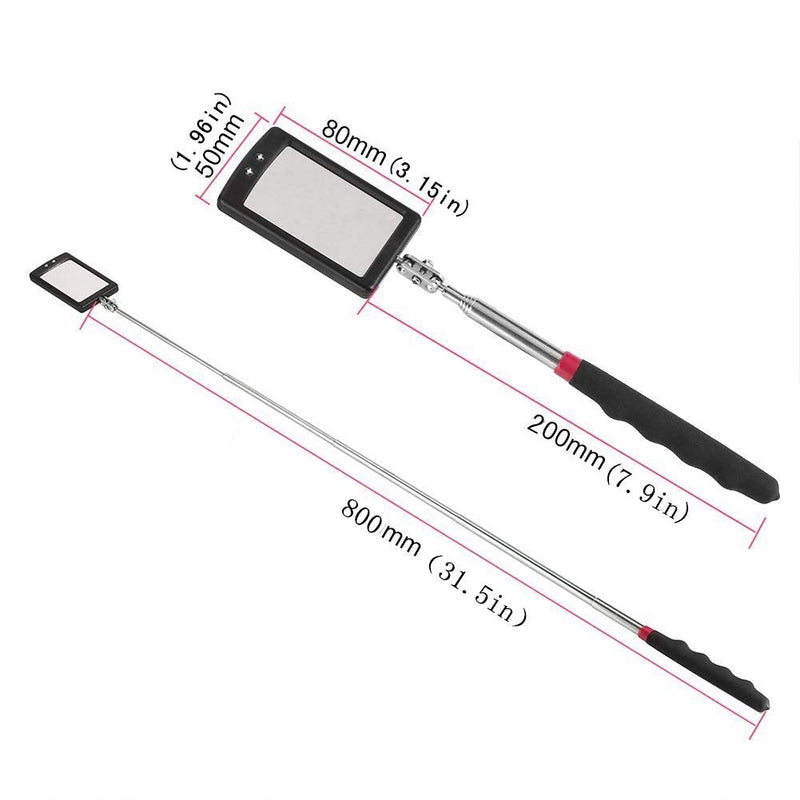 Telescopic Inspection Mirror 360 Rotating telescoping Mirror Mechanics car Mirror on a Stick Diabetic Mirror for feet Long Mirror with Lights and Extendable Mechanic Tool for Automotive