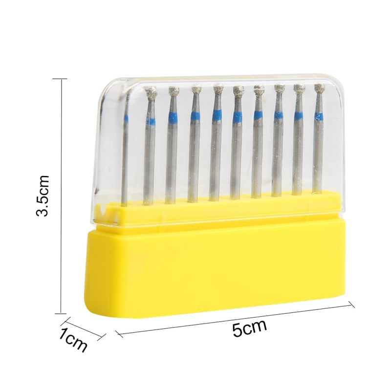 Diamond Burs FG High Speed Burs Drill Ball Shape Composite Polishing Kit for Ceramic 1.6mm Dentistry Grinding Tool（10 Pcs）