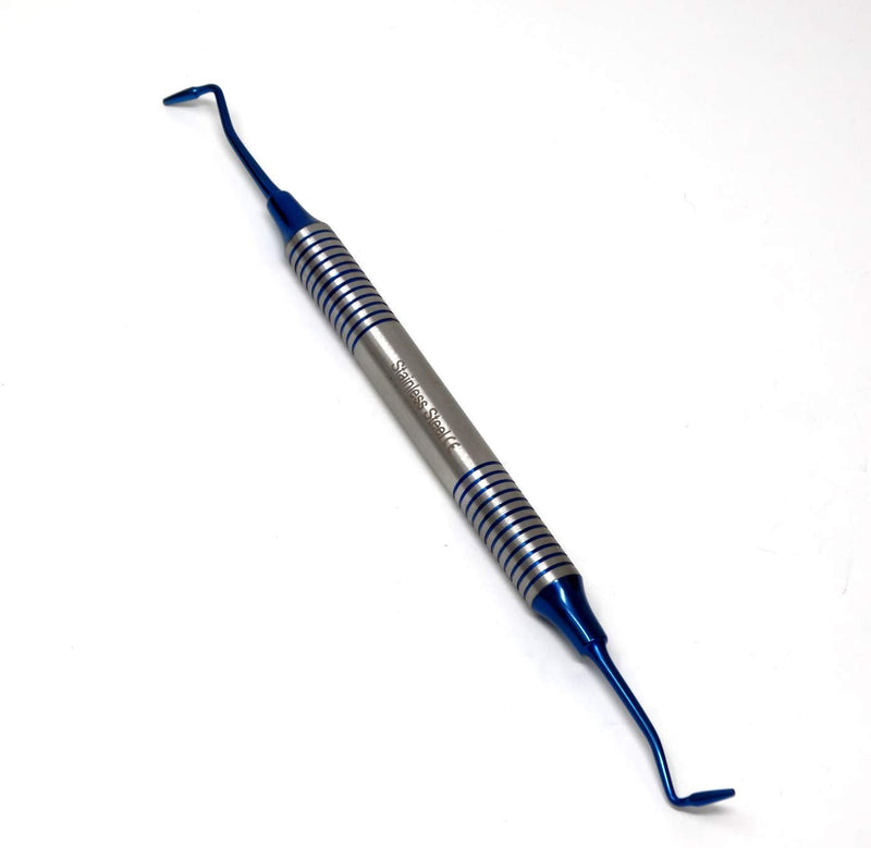 Set of 6 Dental Composite Placement Instruments Hand Carving Dentistry Kit, Blue Titanium Coated Tips, Stainless Steel Kit