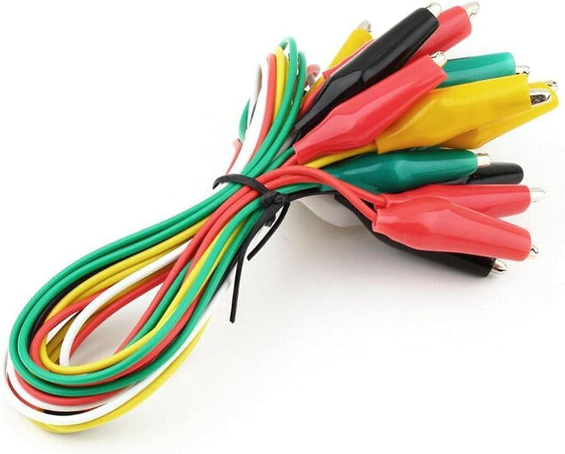 10 Pcs Alligator Clips Electrical with Wires, Preminum Crocodile Alligator Clips with Testing Probes Test Leads with Dual Ended Insulators Cable for Electric Circuit Connection, DIY School Experiments 10 PCS