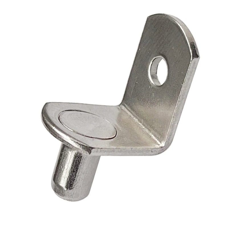 50 Pack Shelf Support Pegs, 6mm Metal Nickel L-Shaped Support Pegs with Hole, Cabinet Support Pins for Furniture Shelves Bracket Silver