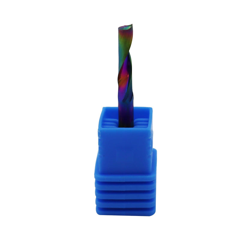 5Pcs 1/8in Solid Carbide 1Flute End Mill,DLC(Ta-C) Coated, Single Flute Bits Tool for Soft Material Such As Plastics,Aluminum, Copper, and Brass