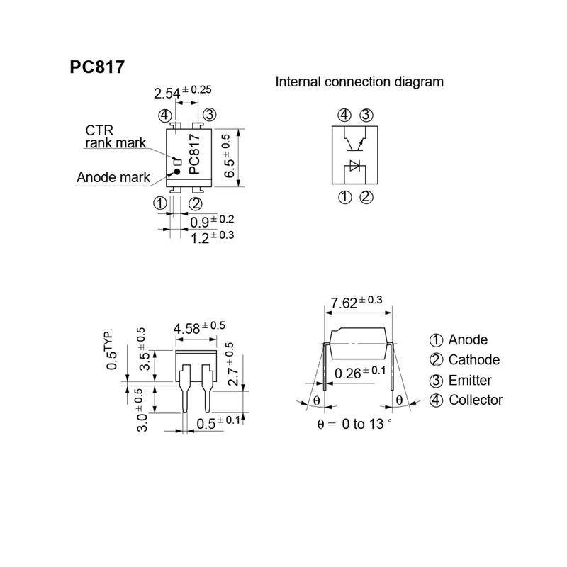 Chanzon 50pcs PC817 Optocoupler PC817C DIP Installation DIP-4 50%-600% Transfer Ratio 4pin Optocouple Compatible with EL817C/LTV817C/FL817C/el817 Optical Isolator