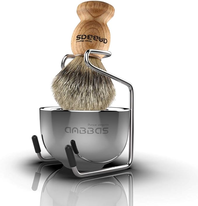 Easy Raku® Beard Brush Shaving Brush Set of 3 Pure Badger Hair Shaving Brushes Stainless Steel Razor Stand Stainless Steel Shaving Soap Bowl Shaving Foaming Facial Wash Brush for Men Black - NewNest Australia