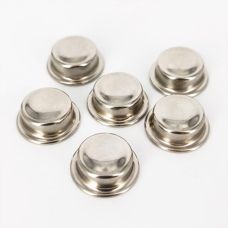 Push on Pushnut Cap Stud 1/2 Inch Axle Cap Nut Zinc Mech Finish for Hand Trucks, Rolling Bins, and Lawn Wagons - 6 Pack 1/2”
