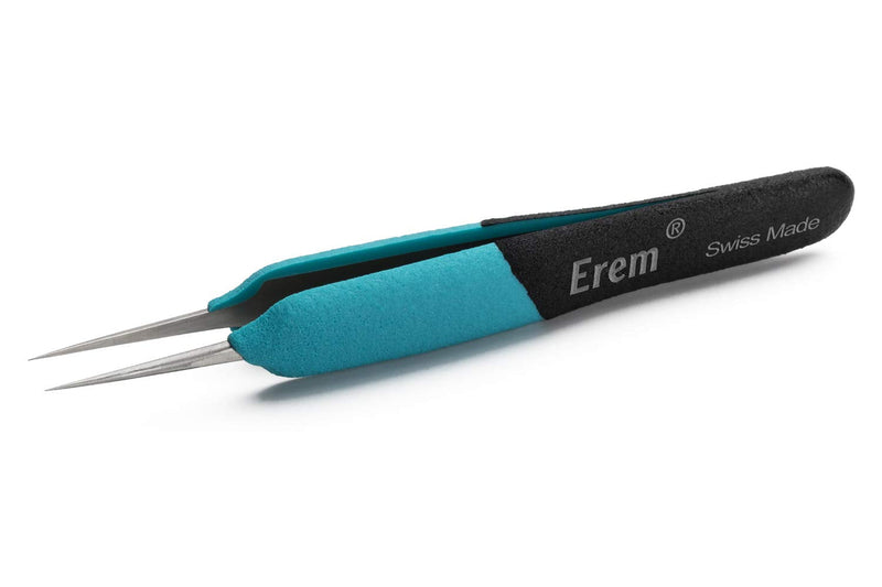 Weller Erem E5SA Stainless Steel Straight Micro Point Anti Magnetic Ergonomic Tweezer, 4.75" Overall Length