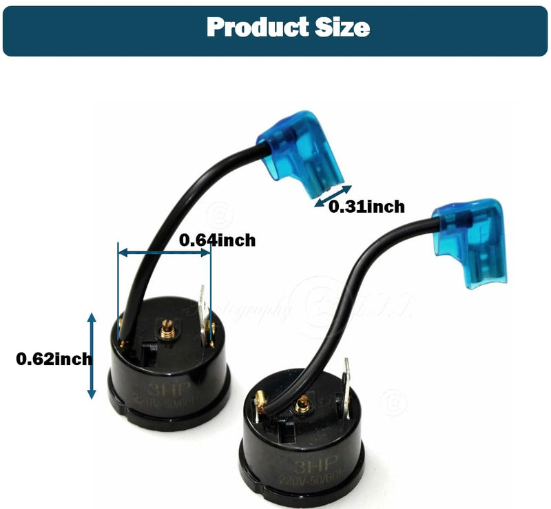 2Pcs Thermal Overload Protectors Fits Air Conditioner Compressor Universal Applicable for 3HP 2250W AC RV System Dehumidifier Overheating Protecting with Wire and Plug Sleevees