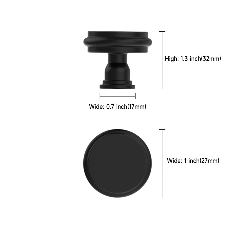 Asidrama 10 Pack Matte Black Kitchen Cabinet Knobs Cabinet Hardware Zinc Knobs for Dresser Drawers Single Hole Knob