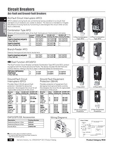 Siemens QA120AFC 20-Amp Single Pole 120-volt Plug-On Combination AFCI Breaker 1 Pack Standard Packaging