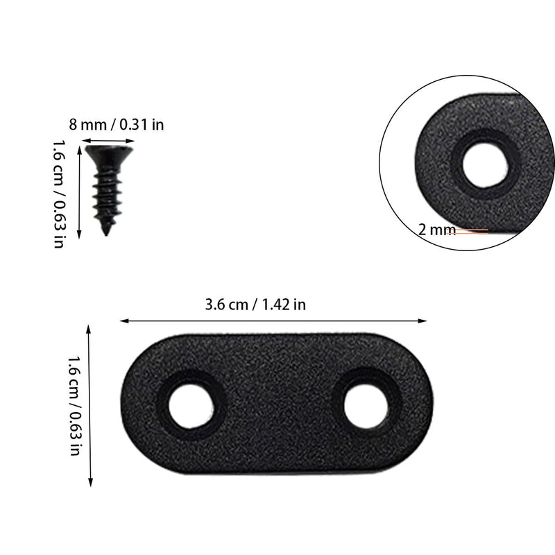 20 Pack Straight Brace, Flat Straight Bracket with Screws, Stainless Straight Flat Brace, Repair Bracket, Flat Plate Straight Bracket, Stainless Steel Straight Bracket (Black) Black