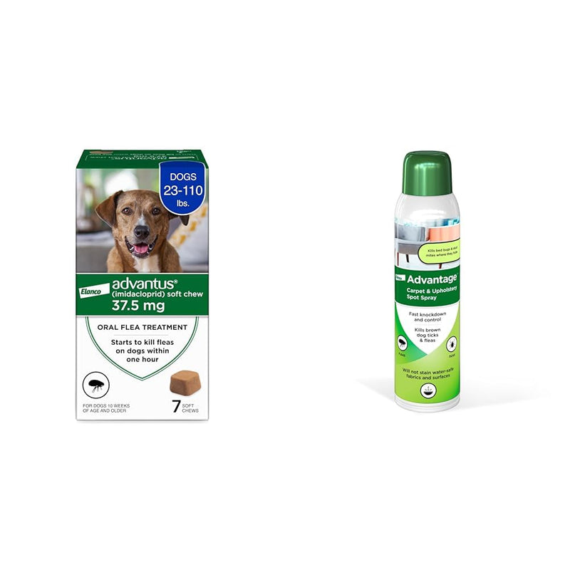Bundle of Advantus Fast Acting Oral Flea Treatment Soft Chews Dogs 23-110 lbs. | 7 ct. + Advantage Carpet & Upholstery Spot Spray16 oz.