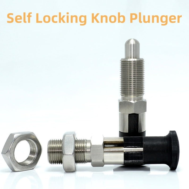 2PCS Stainless Steel Plunger Pin Tool Chest Toolbox Locking Plunger Hand Retractable Spring Plunger Self Locking Indexing Plunger Spring Loaded Plunger Knob Quick Release Pull Ring Pin Fine Teeth M16