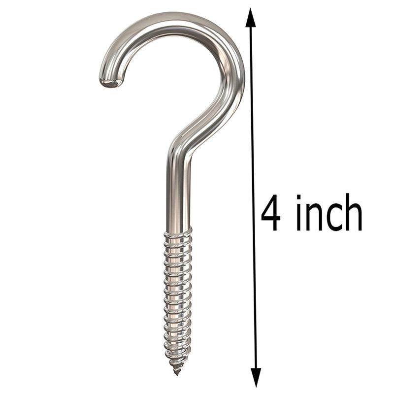 4 Inch Heavy Duty Large Screw Hook Ceiling Hook Cup Hook Silver 10 Pcs 4 Inch