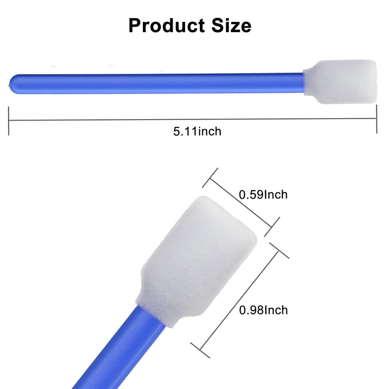(300 PCS) 5.11" Square Rectangle Foam Cleaning Swab Sticks(Two Color) | 150 PCS White+150 PCS Blue