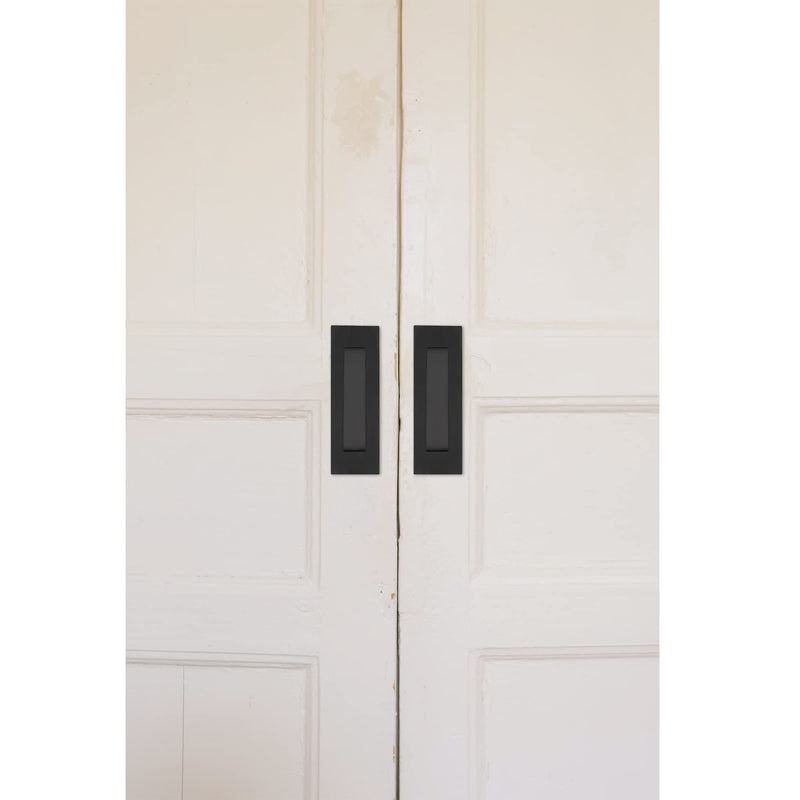 Cozy Tower 6 Inch Recessed Finger Pulls for Pocket and Sliding Doors, Closet Pulls and Handles - Matte Black Stainless Steel (2 Pack) Matte Black-2 Pack