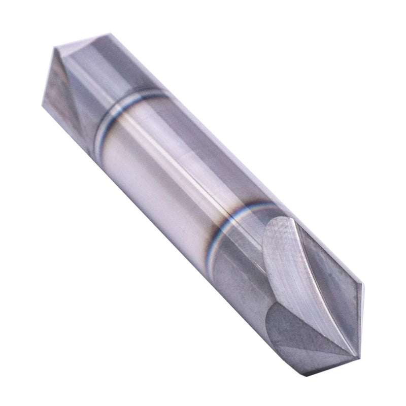 1/2" 2 Flute 90° Double End Solid Carbide Chamfer End Mill - AlTiN Coated | 90° Chamfer Angle, V Groove Router, 1/2" Shank 3" OAL For Milling Wood, Alloy Steel, Carbon Steel, Cast Iron, Copper 2 Flute 1/2"