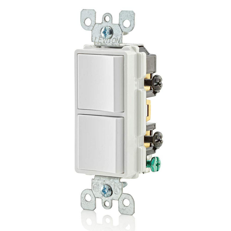 Leviton 5634-W 15 Amp, 120/277 Volt, Decora Single-Pole, AC Combination Switch, Commercial Grade, Grounding, White