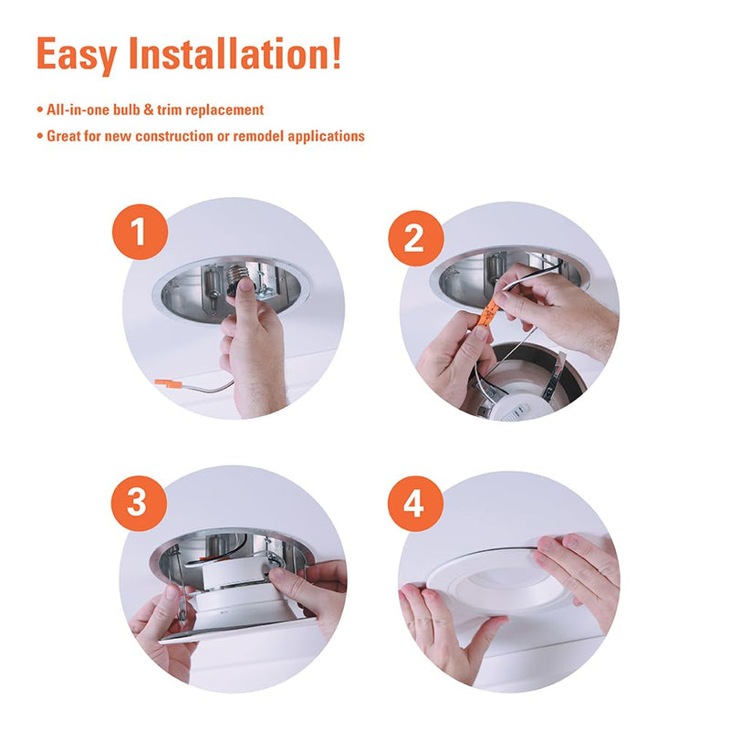 HALO RL Series 5/6 inch Recessed LED Light – Retrofit Ceiling & Shower Downlight, Selectable CCT and Selectable Lumens, Dim to Warm, Matte White Retrofit Baffle Trim, 900/1200 Lumens 900/1200 Selectable Lumens