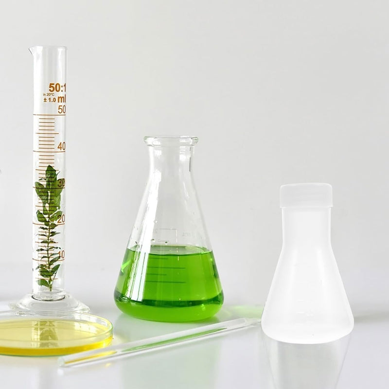 Hemobllo Erlenmeyer Flask - 10 Pcs 50ml Plastic Conical Flask Set with Screw Caps and Clear Scale - Scientific Plastic Erlenmeyer Flask Laboratory Flask (Pack of 2) 8.5X5.5X5.5CM (Pack of 2)