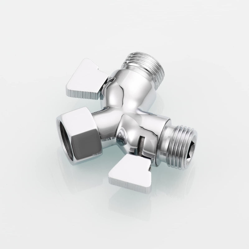 Tecmolog Brass Shower Splitter 2 Way Shower Arm Diverter with Shut Off Valve G 1/2 for Shower Head Chrome, DSF017