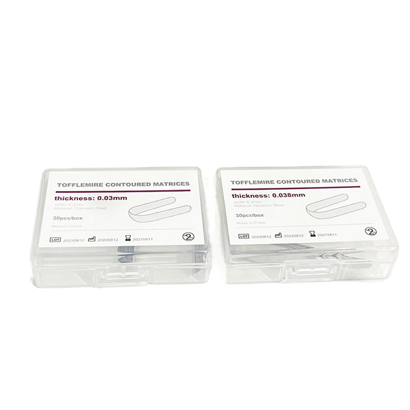 30Pc Dental Tofflemire Matrix Bands, Dental Contoured Matrices Orthodontic Contoured Matrix Stainless Steel Matrix Bands Dentistry Oral Material (0.03mm Thickness) 0.03mm Thickness